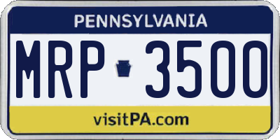 PA license plate MRP3500