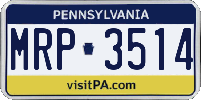 PA license plate MRP3514