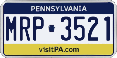 PA license plate MRP3521