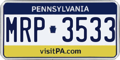 PA license plate MRP3533