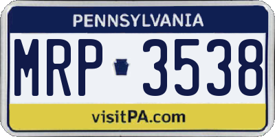 PA license plate MRP3538
