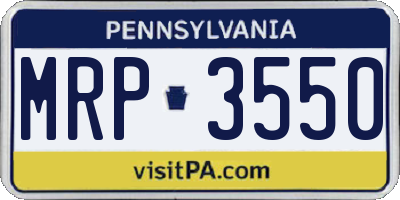 PA license plate MRP3550