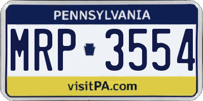 PA license plate MRP3554