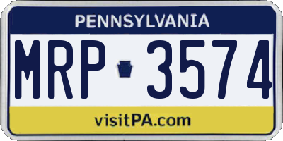PA license plate MRP3574