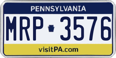 PA license plate MRP3576