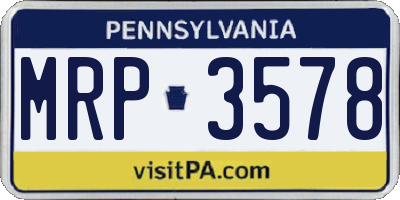 PA license plate MRP3578