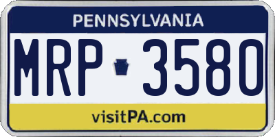 PA license plate MRP3580