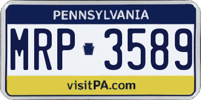 PA license plate MRP3589