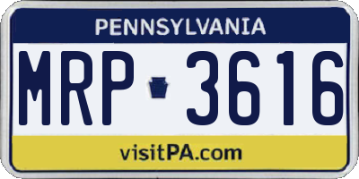 PA license plate MRP3616