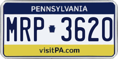 PA license plate MRP3620