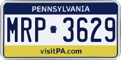 PA license plate MRP3629