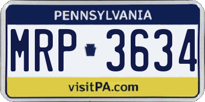PA license plate MRP3634