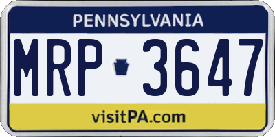 PA license plate MRP3647