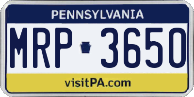 PA license plate MRP3650