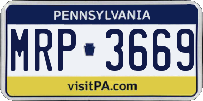 PA license plate MRP3669
