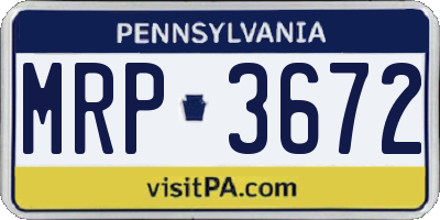 PA license plate MRP3672