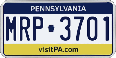 PA license plate MRP3701