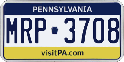 PA license plate MRP3708