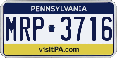 PA license plate MRP3716
