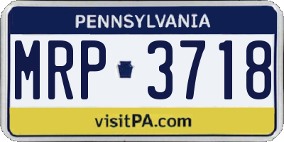 PA license plate MRP3718