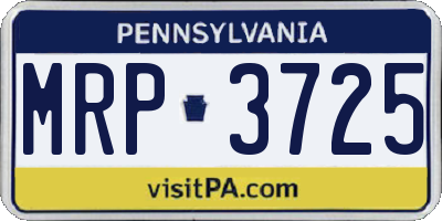 PA license plate MRP3725
