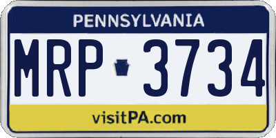 PA license plate MRP3734