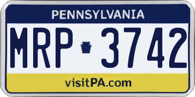 PA license plate MRP3742