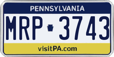 PA license plate MRP3743