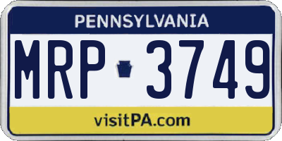 PA license plate MRP3749