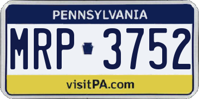 PA license plate MRP3752
