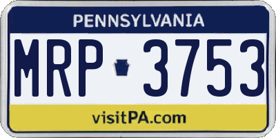 PA license plate MRP3753