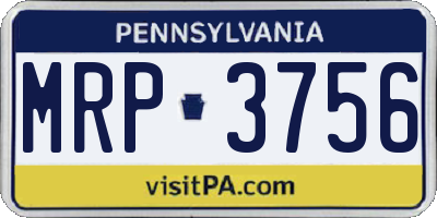 PA license plate MRP3756