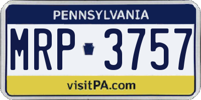 PA license plate MRP3757