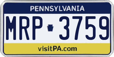 PA license plate MRP3759