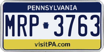 PA license plate MRP3763