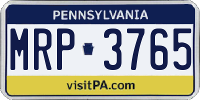 PA license plate MRP3765