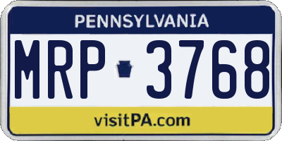PA license plate MRP3768