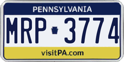 PA license plate MRP3774