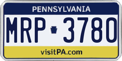 PA license plate MRP3780