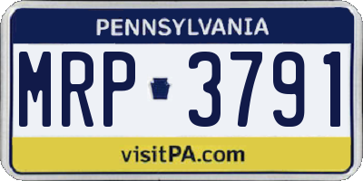 PA license plate MRP3791