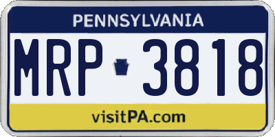 PA license plate MRP3818