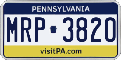 PA license plate MRP3820
