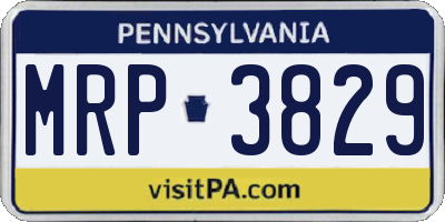 PA license plate MRP3829