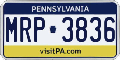 PA license plate MRP3836