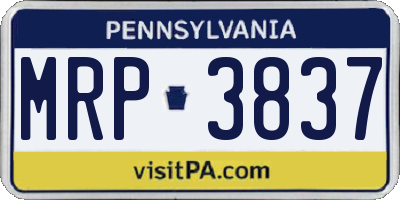 PA license plate MRP3837
