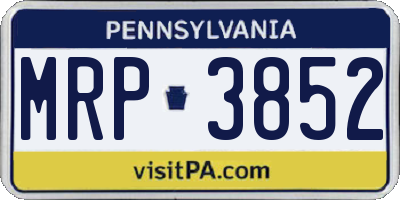 PA license plate MRP3852