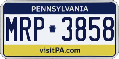PA license plate MRP3858