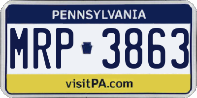 PA license plate MRP3863