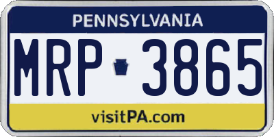 PA license plate MRP3865