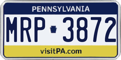 PA license plate MRP3872